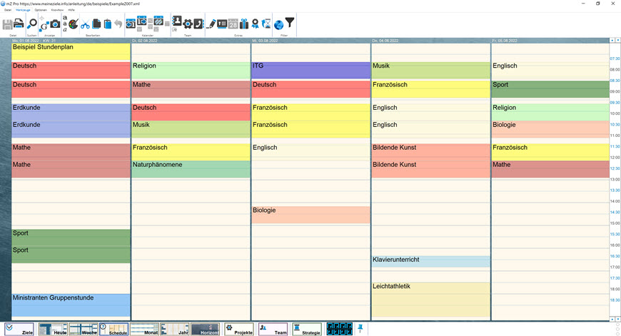 Stundenplan mit meineZIELE