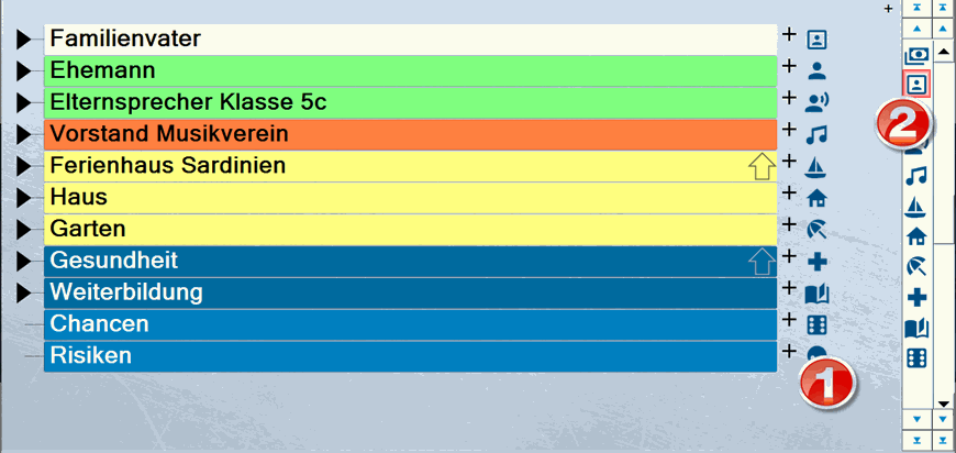 Navigation zwischen den Lebensrollen über die Navigationsleiste