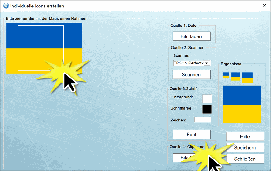 Landesflagge der Ukraine als Icon erstellen