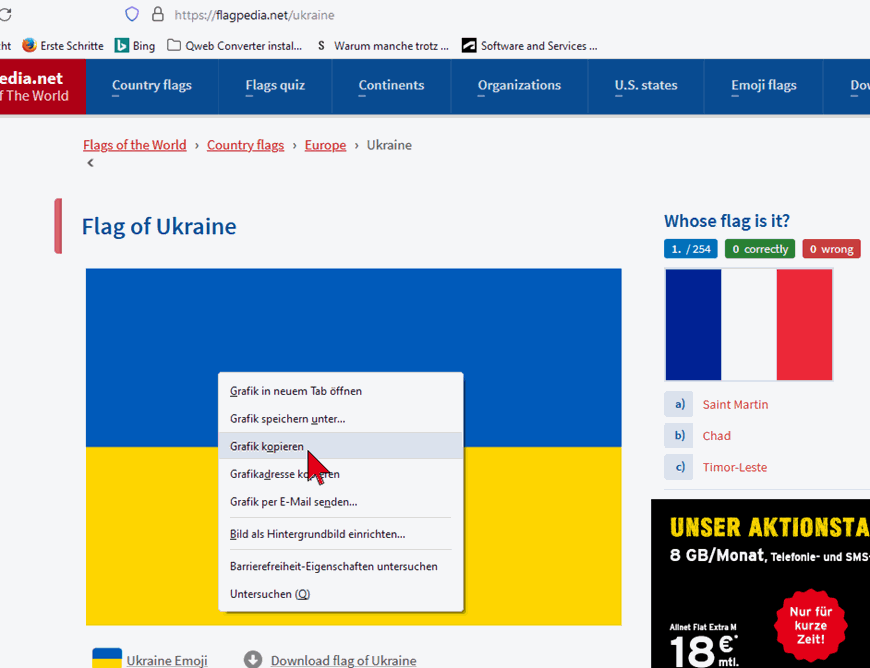 Landesflagge der Ukraine